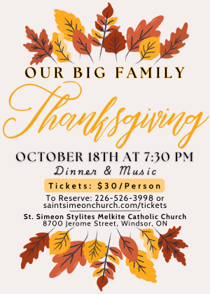 Thanksgiving Dinner (Oct. 18 at 7:30pm, 2025)